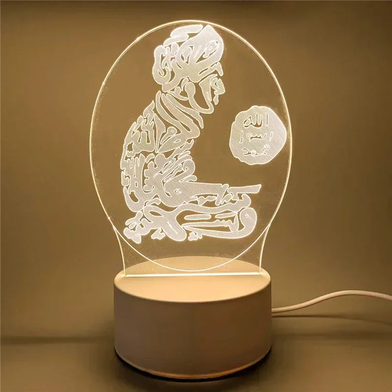 USB Powered 3D Acrylic LED Night Light – Eid Mubarak & Ramadan Decor